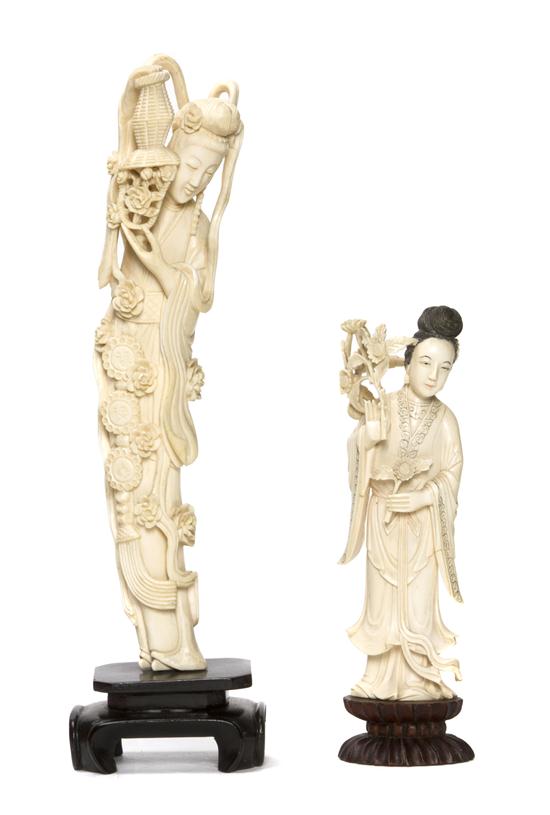 Two Ivory Figures of Ladies one