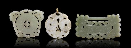A Group of Three Jade Plaques one 153107