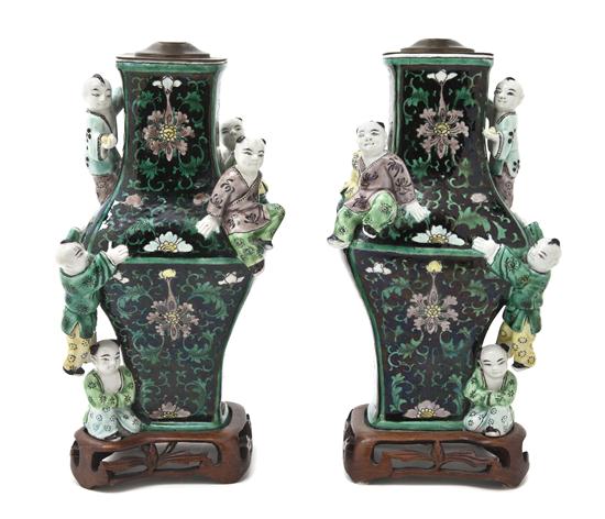 A Pair of Famille Noir Baluster 153128