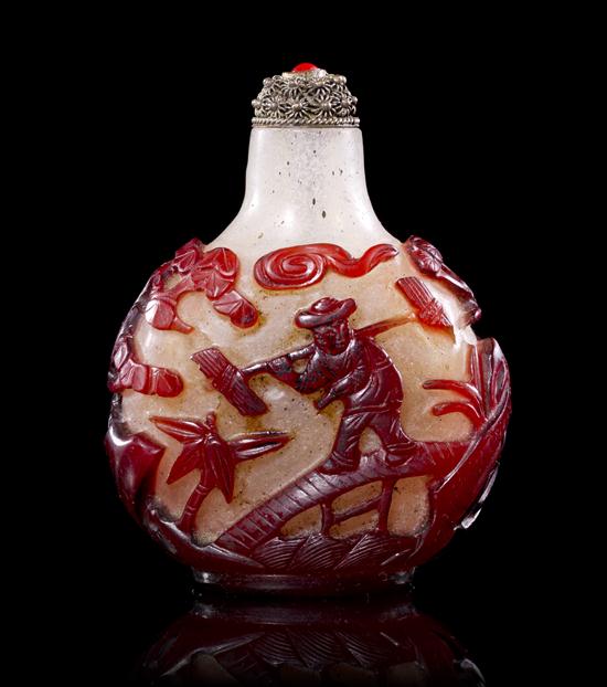 A Red Glass Overlay Snuff Bottle 15314c