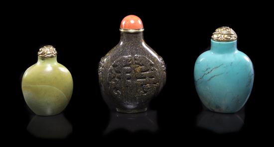 A Group of Three Hardstone Snuff 153156