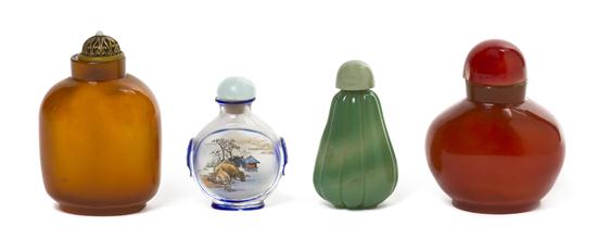 A Group of Four Glass Snuff Bottles