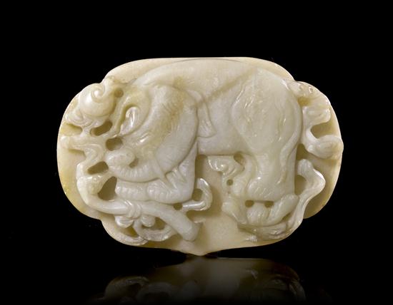 A White Jade Plaque Depicting an
