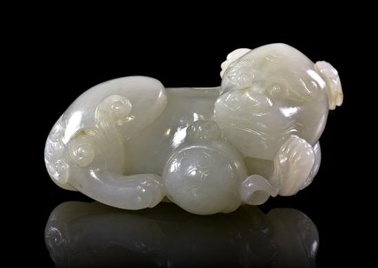 A White Jade Carving of a Lion 153179