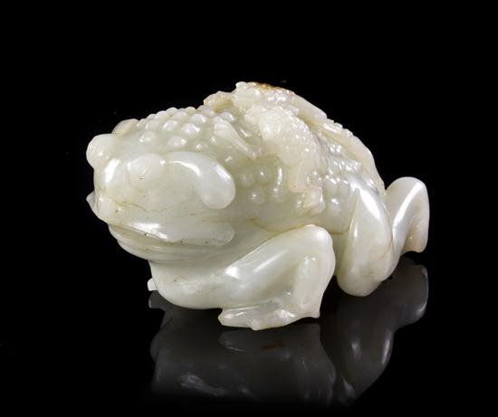 A White Jade Carving of a Toad