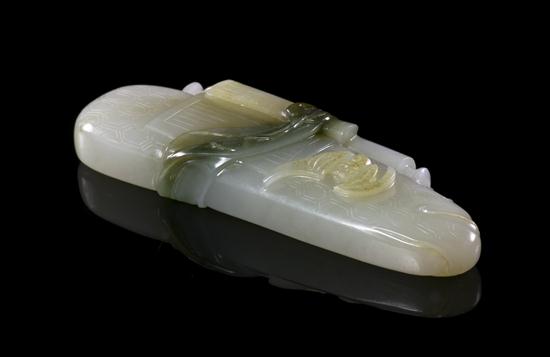 A Jade Scroll Weight of celadon 153185