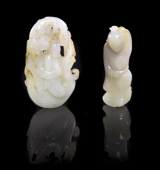 A Group of Two Jade Figural Carvings 15318d