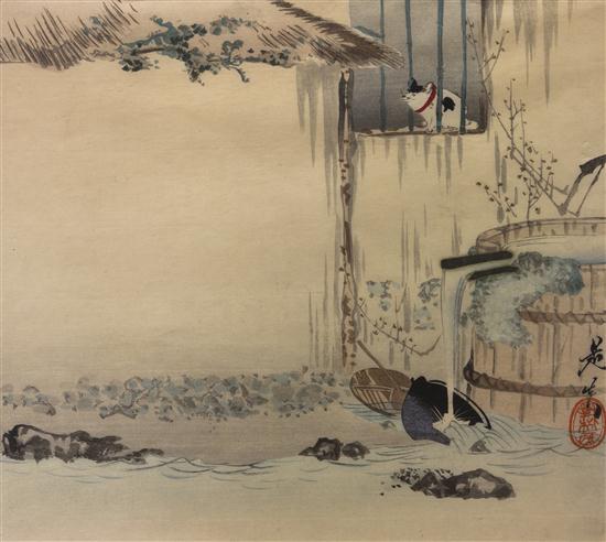 A Japanese Surimono Zeshin on paper