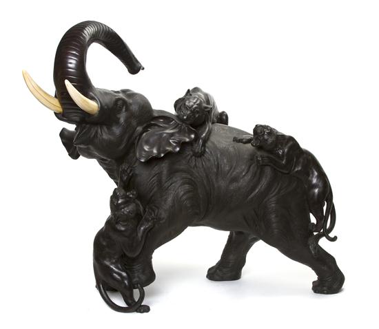 A Japanese Bronze Model of an Elephant