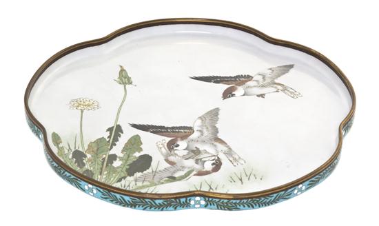 A Japanese Cloisonne Enamel Tray attributed