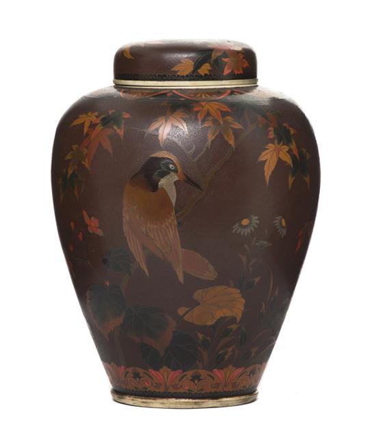 A Japanese Cloisonne and Porcelain Lidded