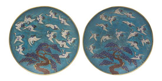 A Pair of Japanese Cloisonne Chargers