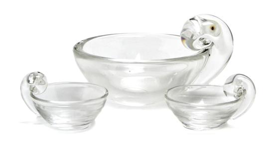 Three Steuben Glass Olive Bowls