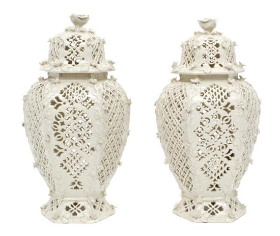 A Pair of Leed's Cream Ware Porcelain