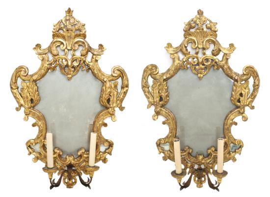 A Pair of Rococo Style Giltwood