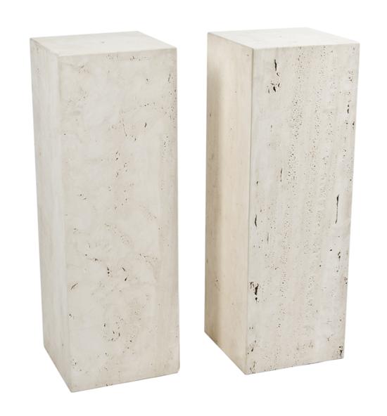 A Pair of Travertine Pedestals