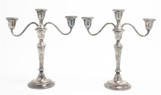 A Pair of American Sterling Silver Three-Light