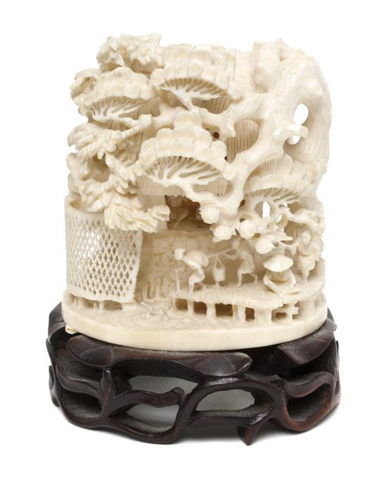 A Chinese Carved Ivory Landscape
