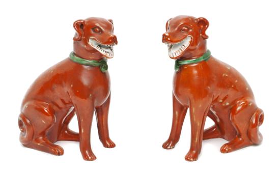 A Pair of Chinese Export Porcelain Hounds