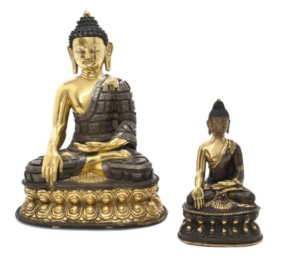 A Pair of Tibetan Bronze Seated 153367