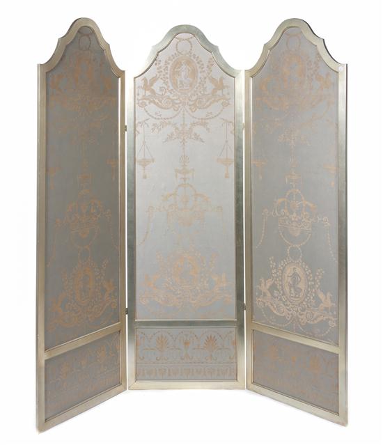  A Silvered Three Panel Floor Screen 15342b