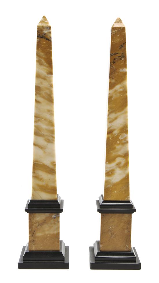 A Pair of Sienna Marble Obelisks 15344c