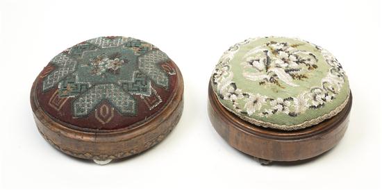 Two Victorian Needlepoint Footstools