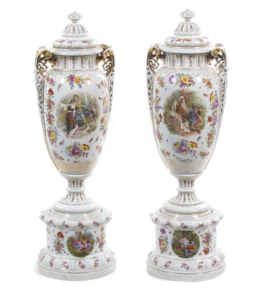 A Pair of German Porcelain Lidded