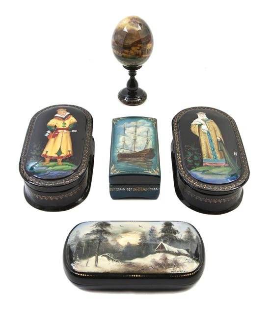 A Group of Four Russian Lacquer