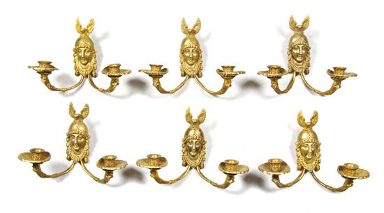 A Set of Six Empire Style Gilt Bronze