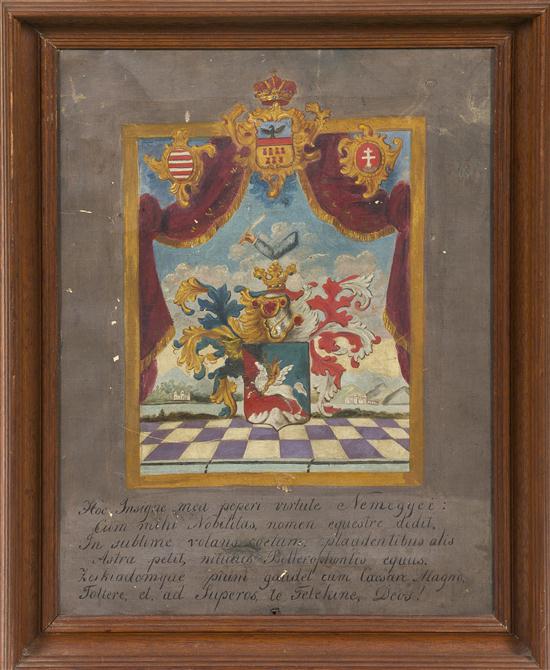 *A French Painted Armorial Crest incorporating