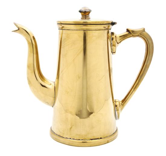 A Brass Coffee Pot 19th century of tapering
