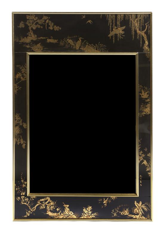 *A Beveled Wall Mirror the frame having