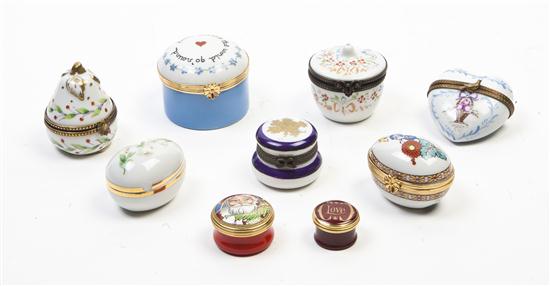 *A Collection of Nine Porcelain Boxes