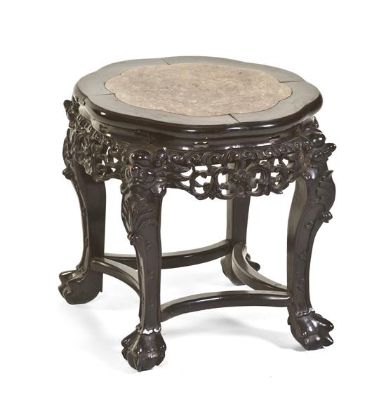 *A Chinese Carved Hardwood Stool