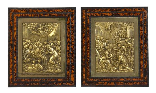 A Pair of Gilt Metal Relief Plaques