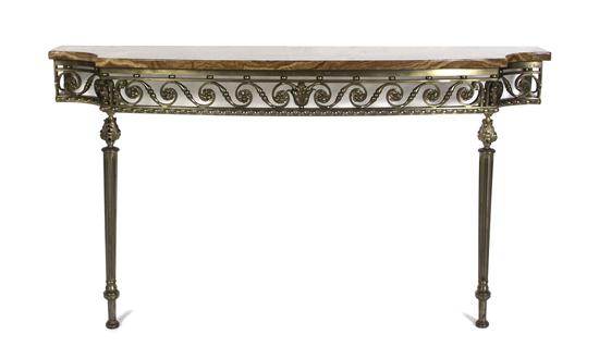 A Neoclassical Steel and Onyx Console 150fdb