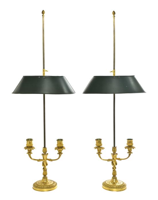 A Pair of Empire Style Gilt Bronze Two-Light