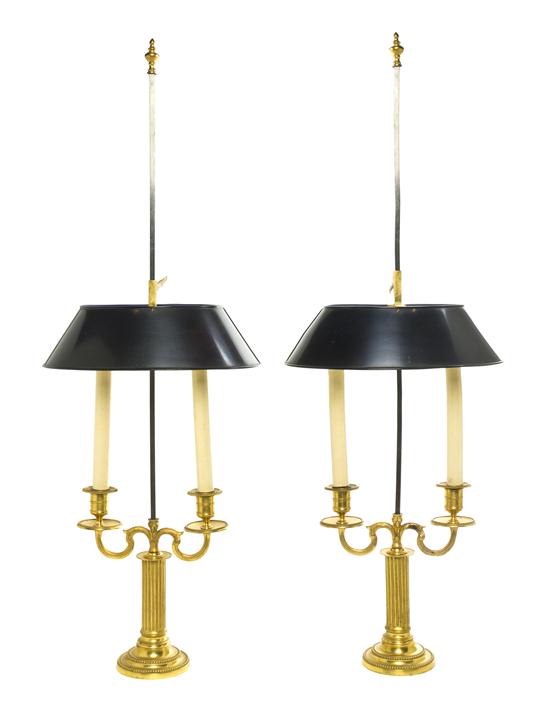 A Pair of Empire Style Gilt Bronze Two-Light