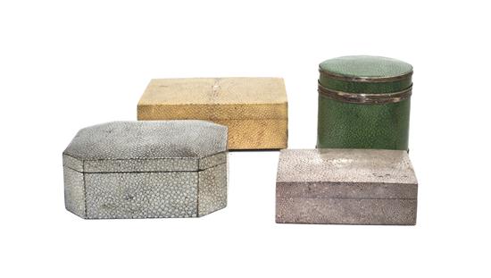 Four Shagreen Boxes three of rectangular 150ffe