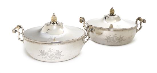 A Pair of French Silverplate Covered 15102e