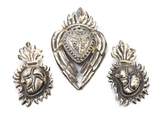 Three Silvered Brass Pendants Judith