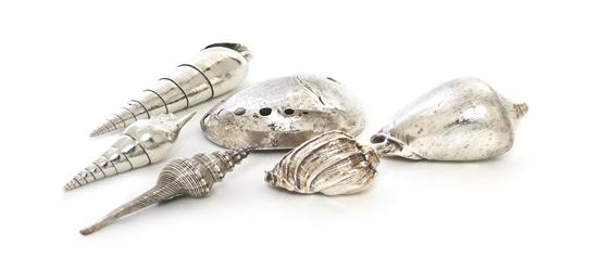 Six Italian Silver Mounted Shells 15104e