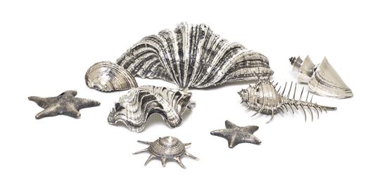 Six Italian Silver Mounted Shells 15104f