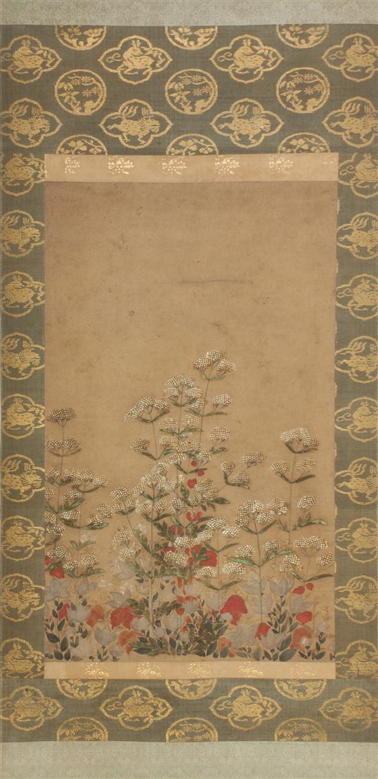 A Japanese Floral Painting on Paper