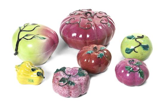 Seven Chinese Ceramic Fruit Form