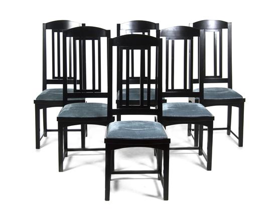 A Set of Six Lacquered Side Chairs each