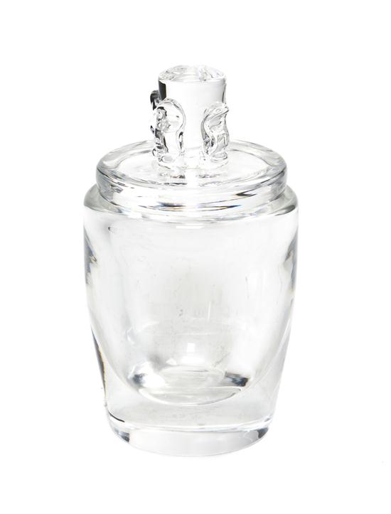 A Steuben Glass Jar of tapering cylindrical