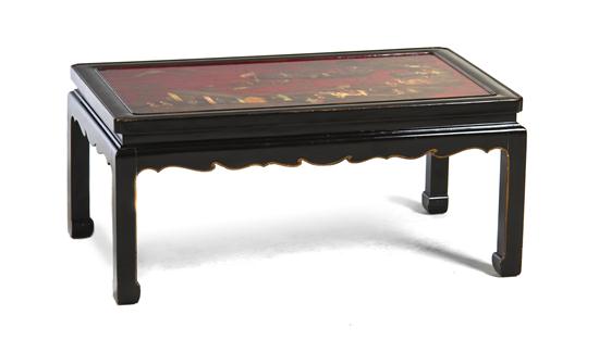 A Chinoiserie Decorated Tray on Stand