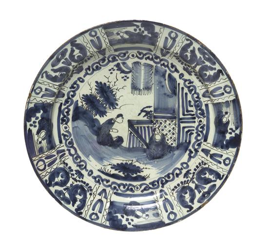 A Delft Charger decorated with a Chinoiserie